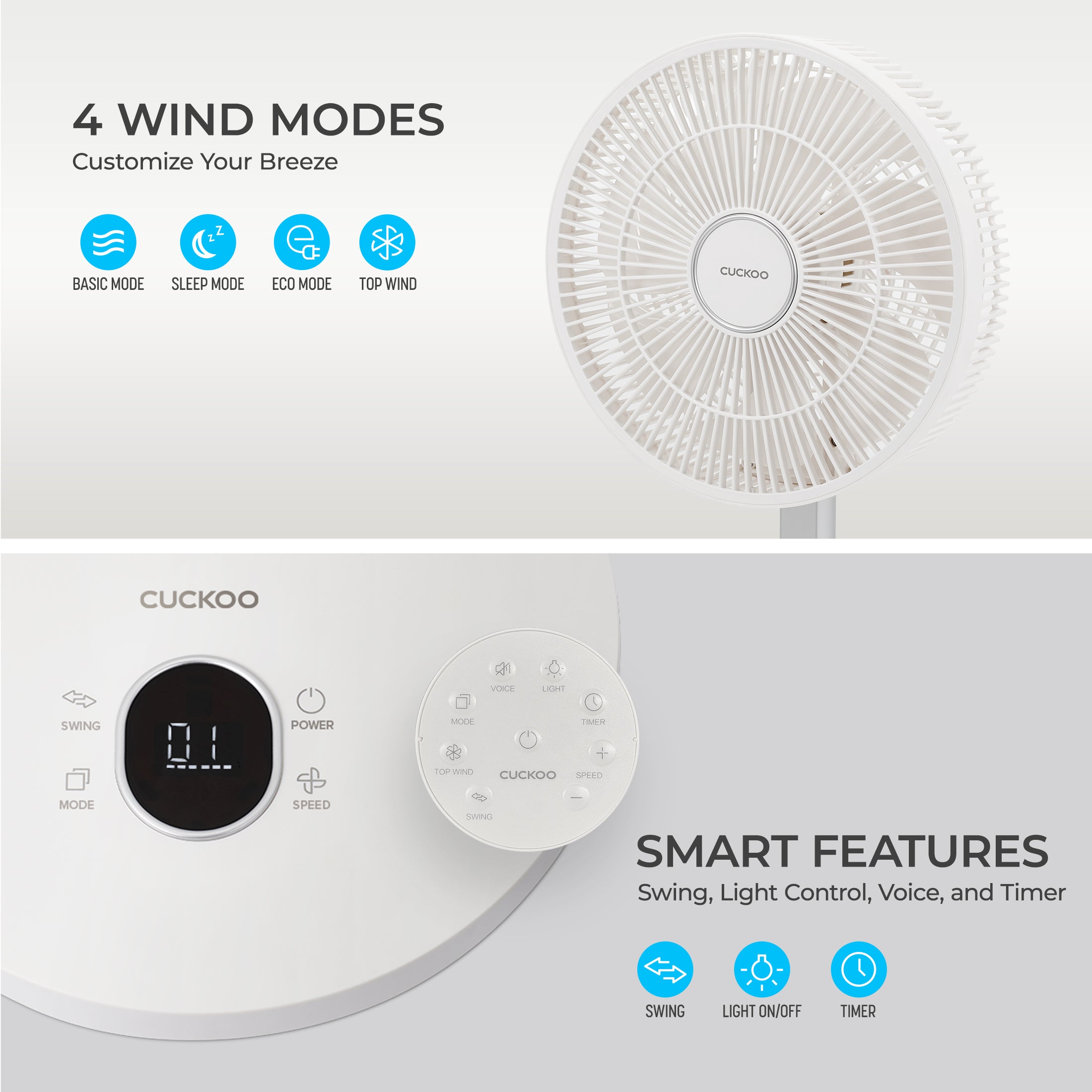 10" Cordless Foldable Air Circulator (CF-ECL1010WH) – Up to 30 Hours of Wireless Use