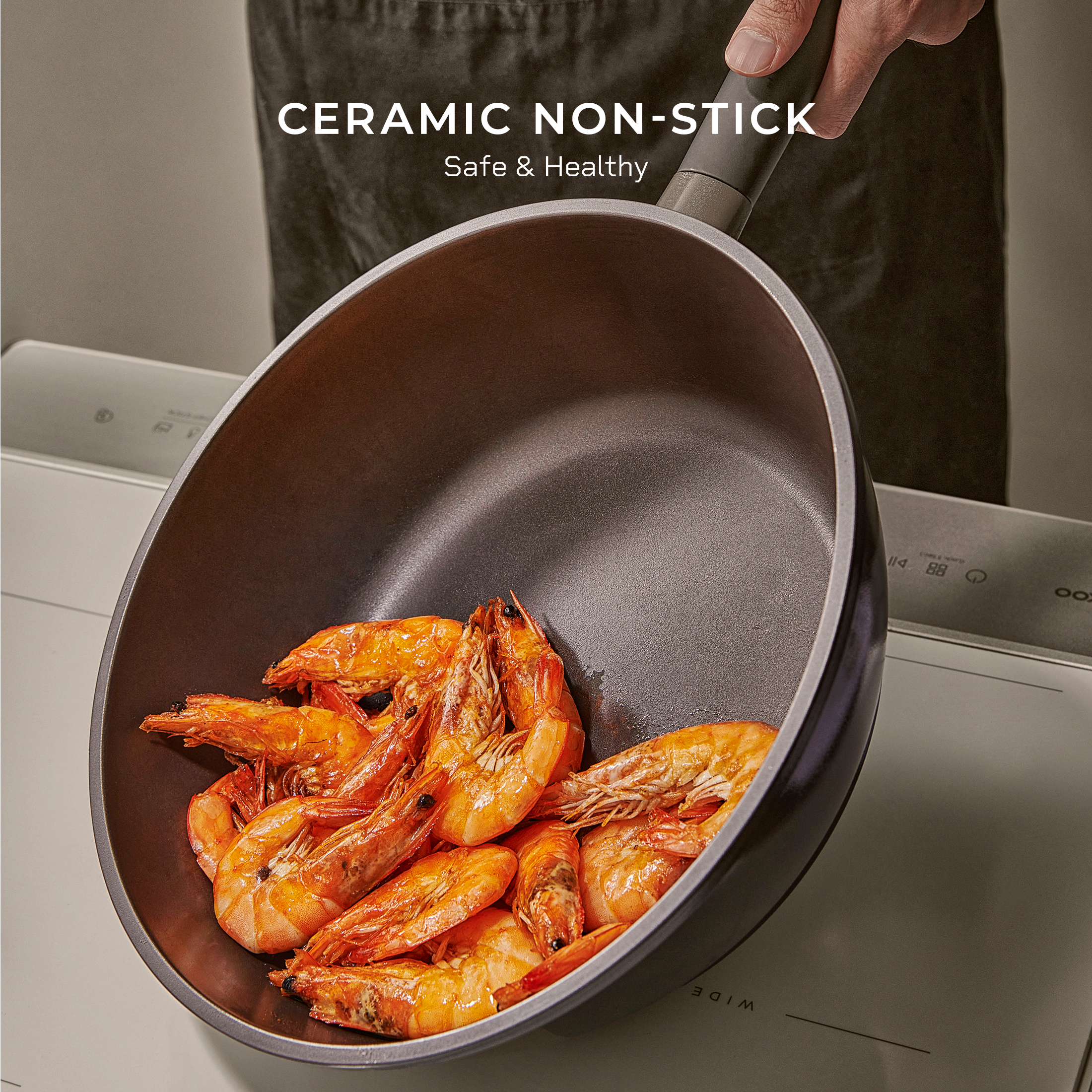 11인치 Kyndell 논스틱 세라믹 코팅 웍팬, 인덕션 사용 (COP-B2810HGB)