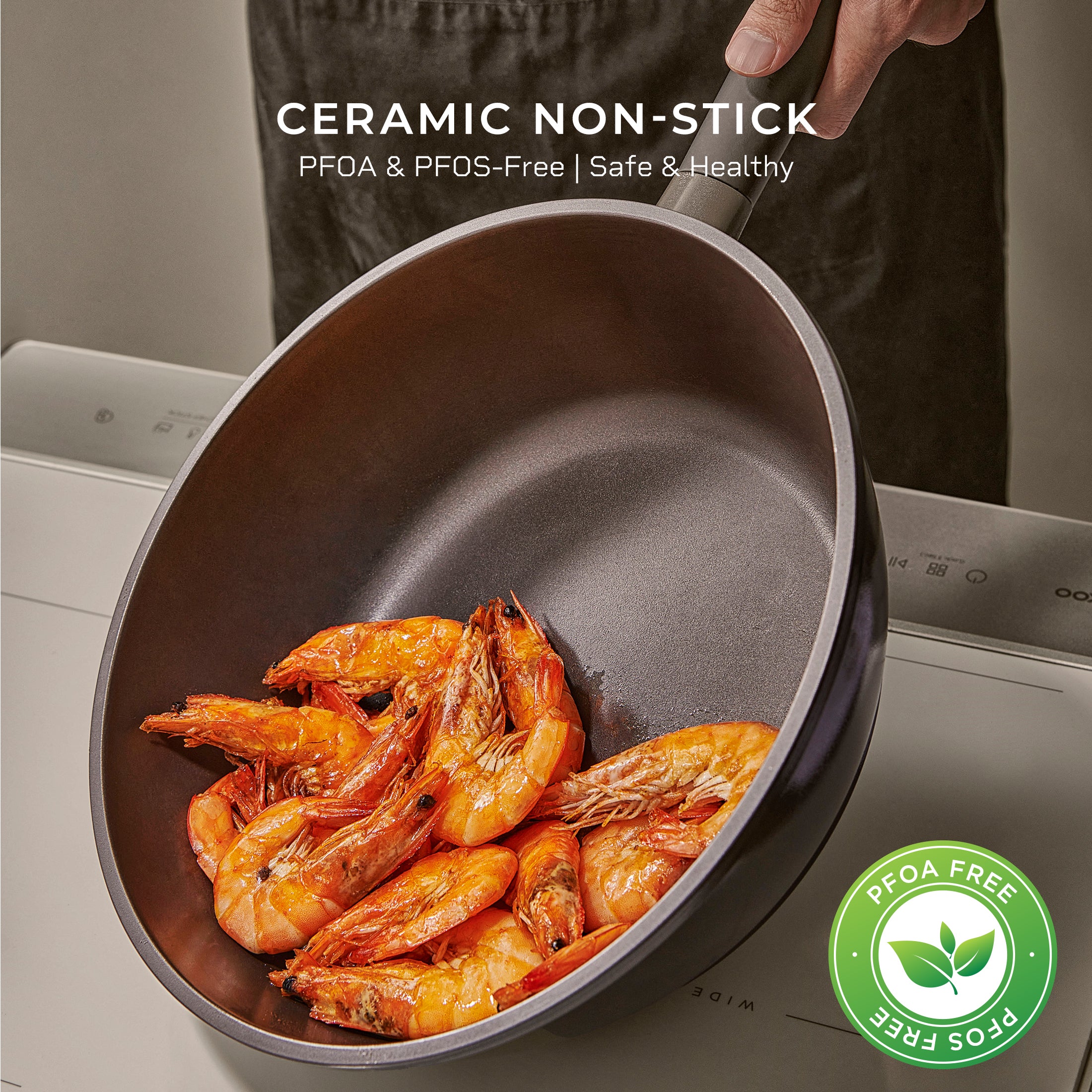 11 in 8-Layer Titanium Diamond & Ceramic Nonstick Wok Pan (COP-B2810HGB)
