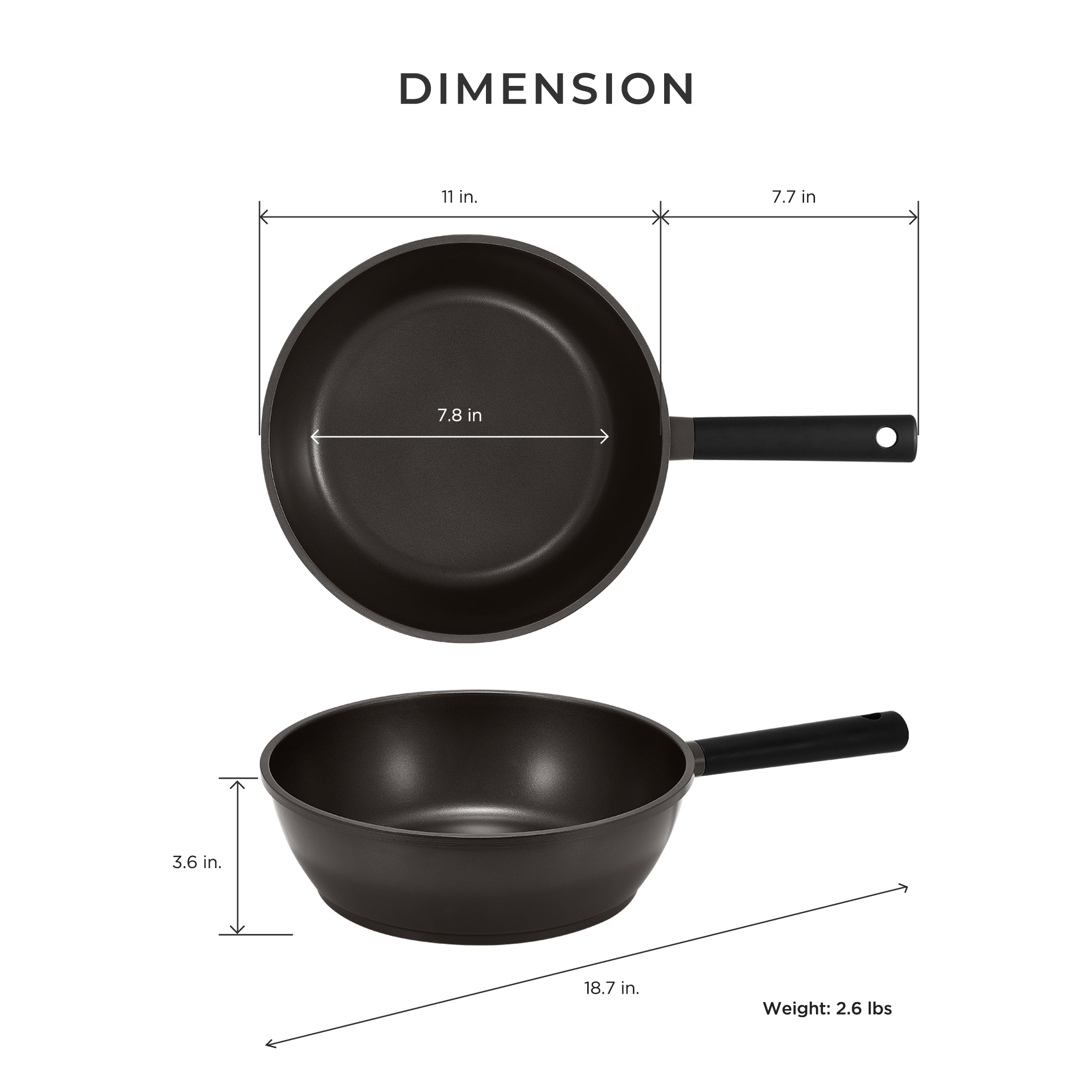 11 in 8-Layer Titanium Diamond & Ceramic Nonstick Wok Pan (COP-B2810HGB)