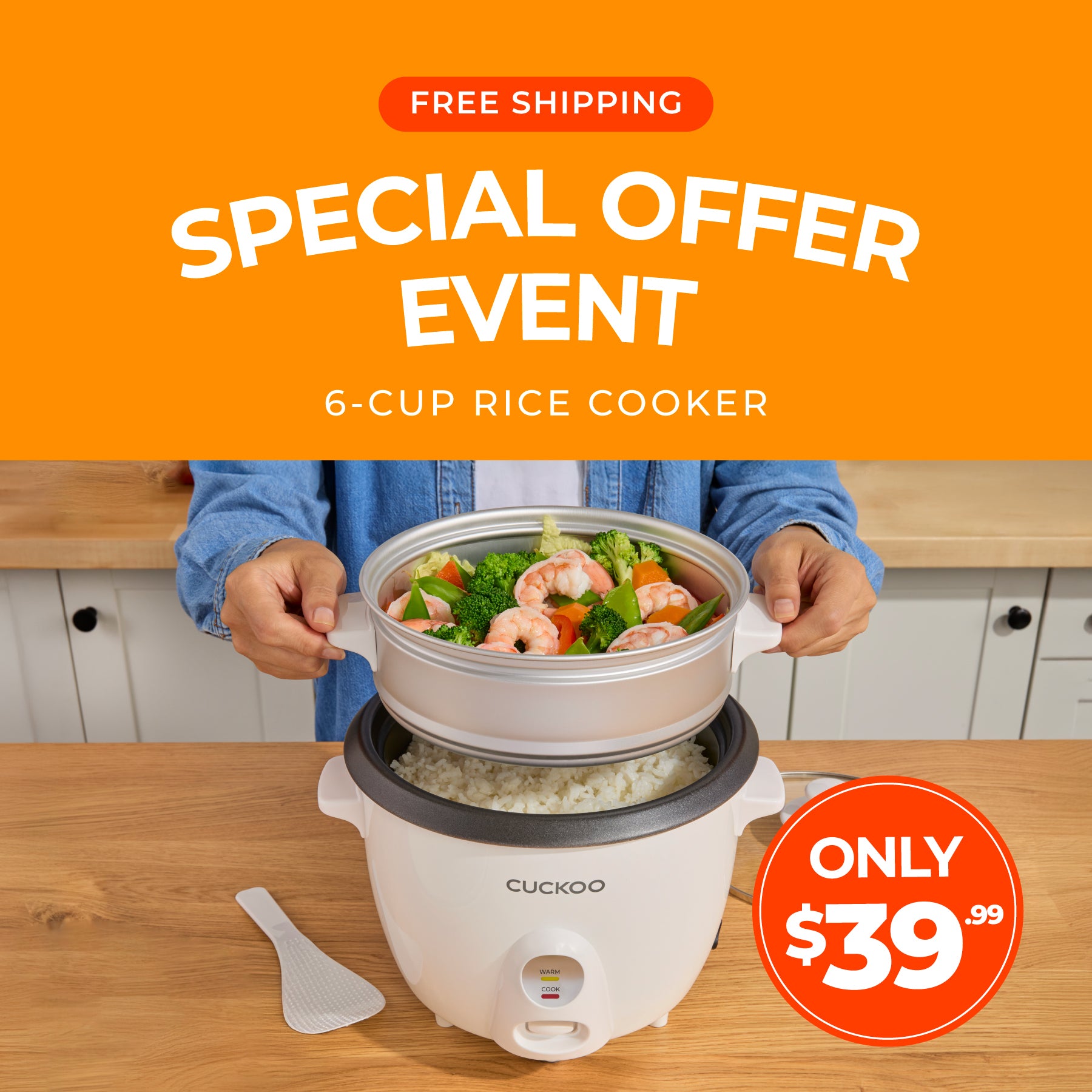 ☆ Free Shipping☆ 6-Cup One Touch Rice Cooker & Steamer (CR-0601C)