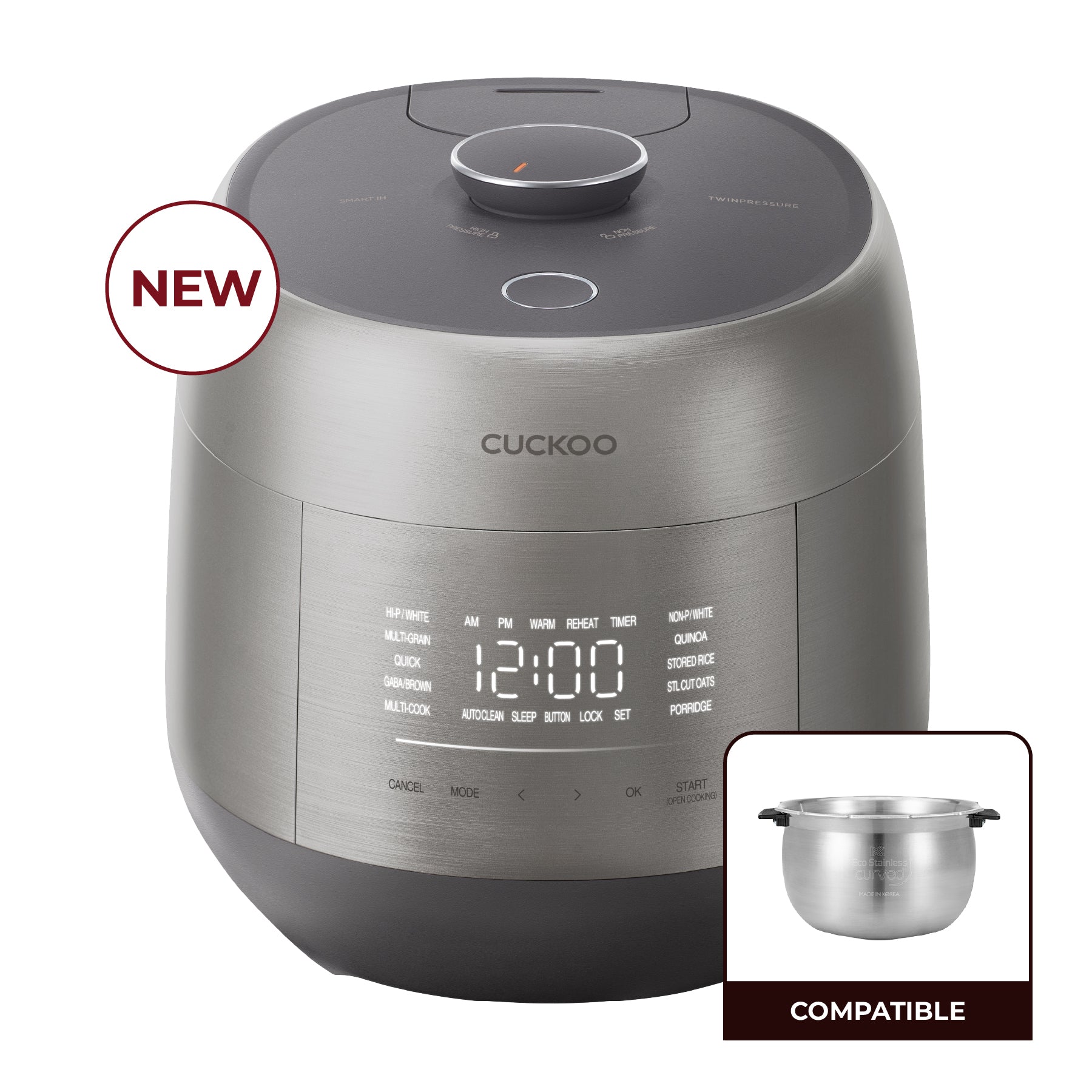 CUCKOO SMART IH 電気圧力鍋 10-Cup IH Twin Pressure Prestige Silence Lumin (CRP-OHTR1009FWS