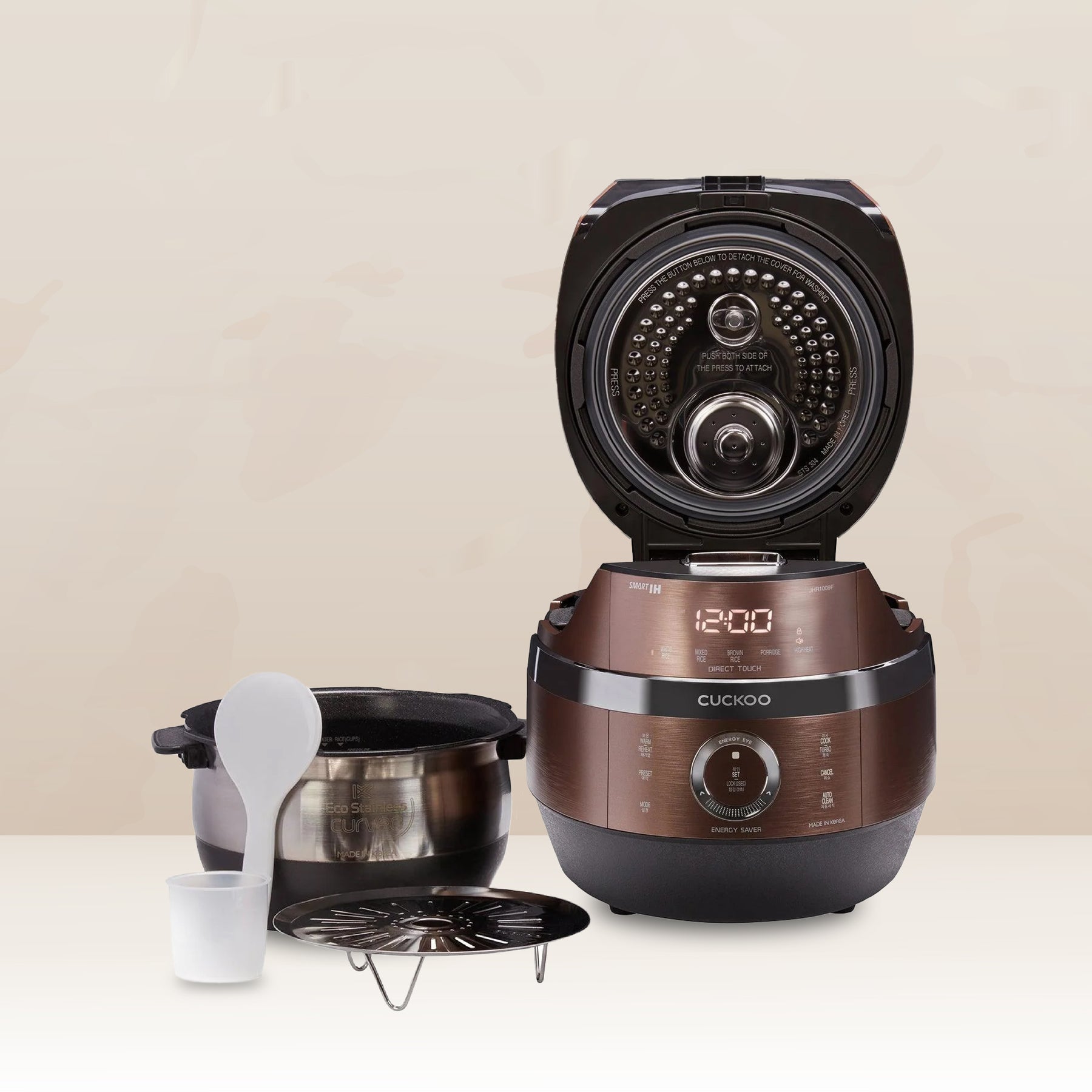IH Pressure Rice Cooker-Browncopper/10 Cup (Crp-Jhr1009F) Cuckoo Electronics Size: 12.9 H x 13.9 W x 12 D