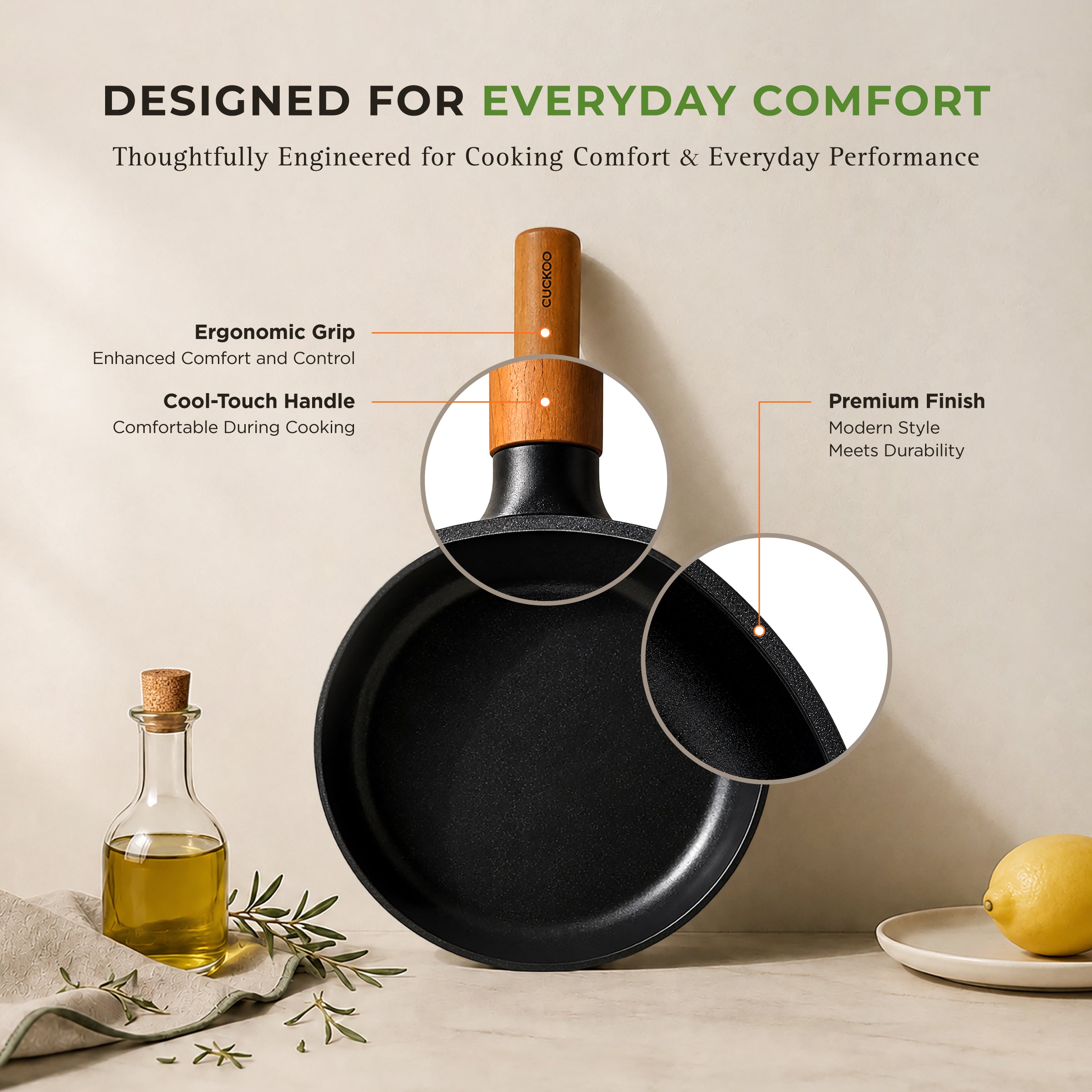 [NEW] 9" Gourmet Ceramic-Coated Nonstick Frying Pan for Healthier Frying & Sautéing (CFP-D2410B)
