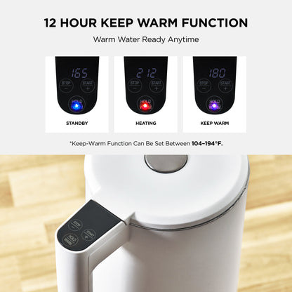 Electric Kettle 1.7L with Stainless Steel Interior, Cordless Design & Keep-Warm Function, Ideal for Tea, Coffee, Instant Meals & More (CK-C170TB/CK-C170TW)