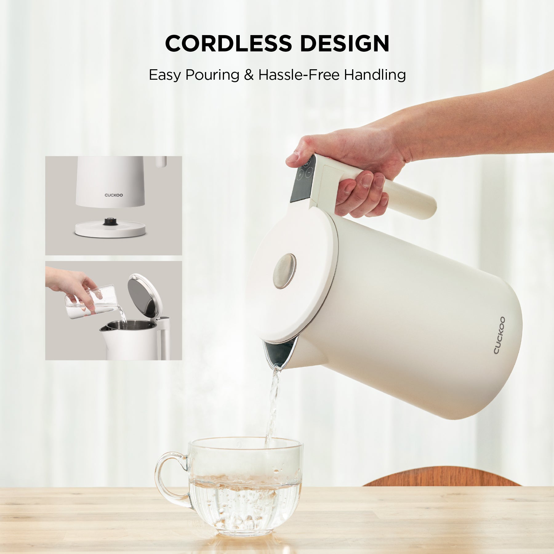 Electric Kettle 1.7L with Stainless Steel Interior, Cordless Design & Keep-Warm Function, Ideal for Tea, Coffee, Instant Meals & More (CK-C170TB/CK-C170TW)