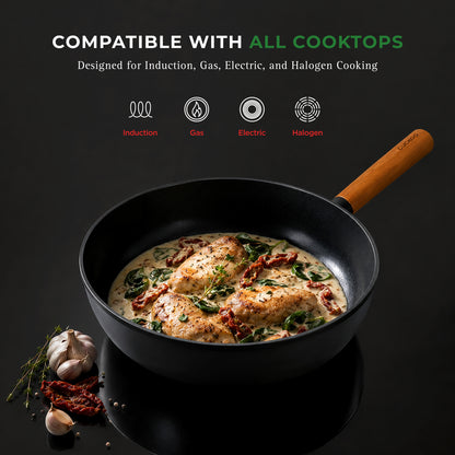 [NEW] 7" Gourmet Ceramic-Coated Nonstick  Wok Pan for Healthier Frying & Sautéing (COP-D1810B)
