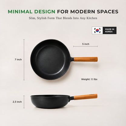 [NEW] 7" Gourmet Ceramic-Coated Nonstick  Wok Pan for Healthier Frying & Sautéing (COP-D1810B)