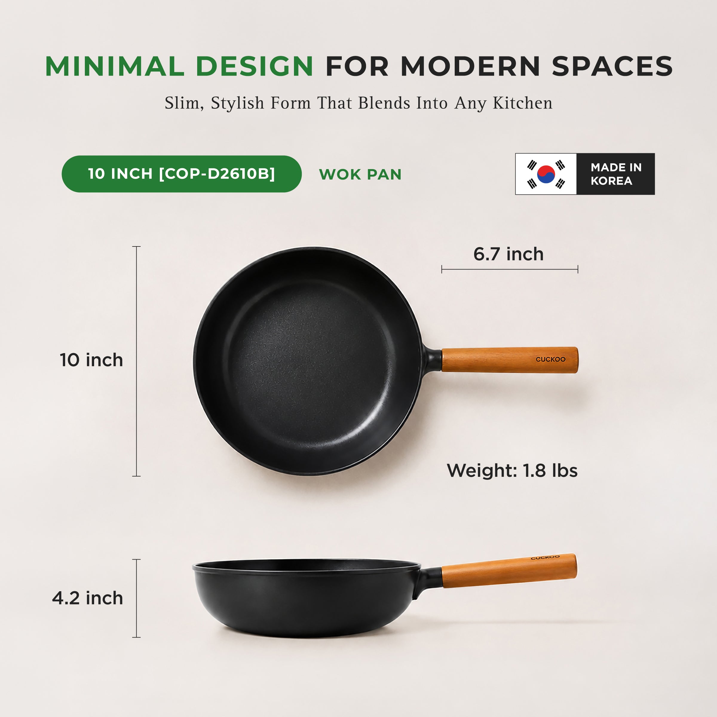[NEW] Gourmet Ceramic-Coated Wok – 7" (COP-D1810B) / 10" (COP-D2610B)