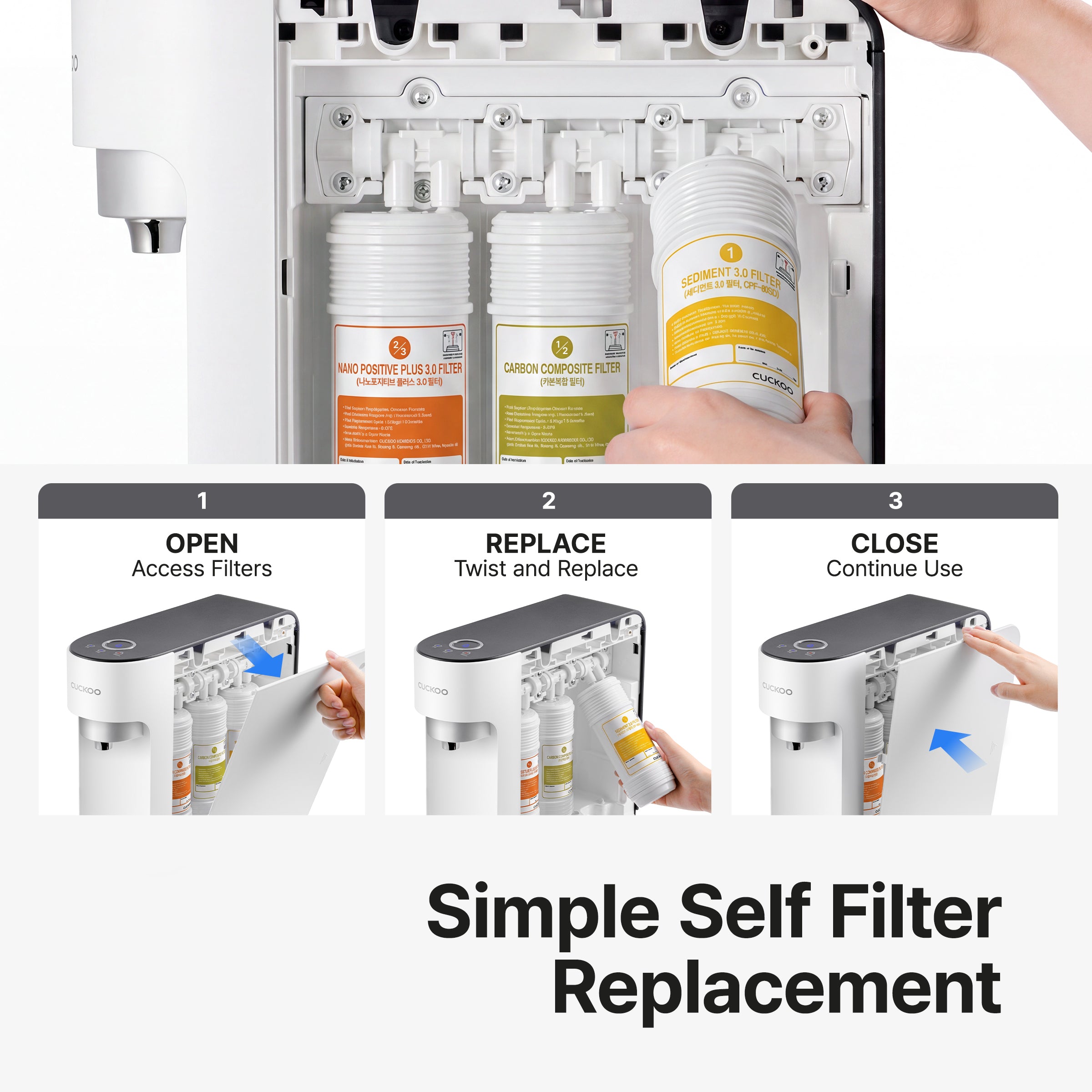 [NEW] Tankless Countertop Nano Filtration Water Purifier, Self-Install, 3-Layer Filtration System, Direct Water Purification (CP-U011W)