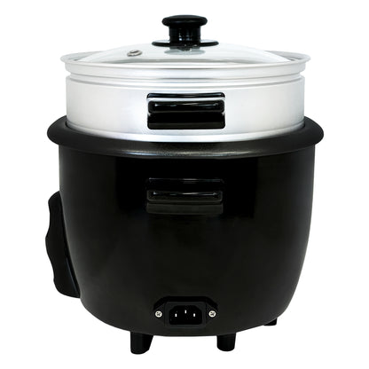 A shot of the left side of the rice cooker CR-0301 Black ; the power cord socket is located at the bottom.