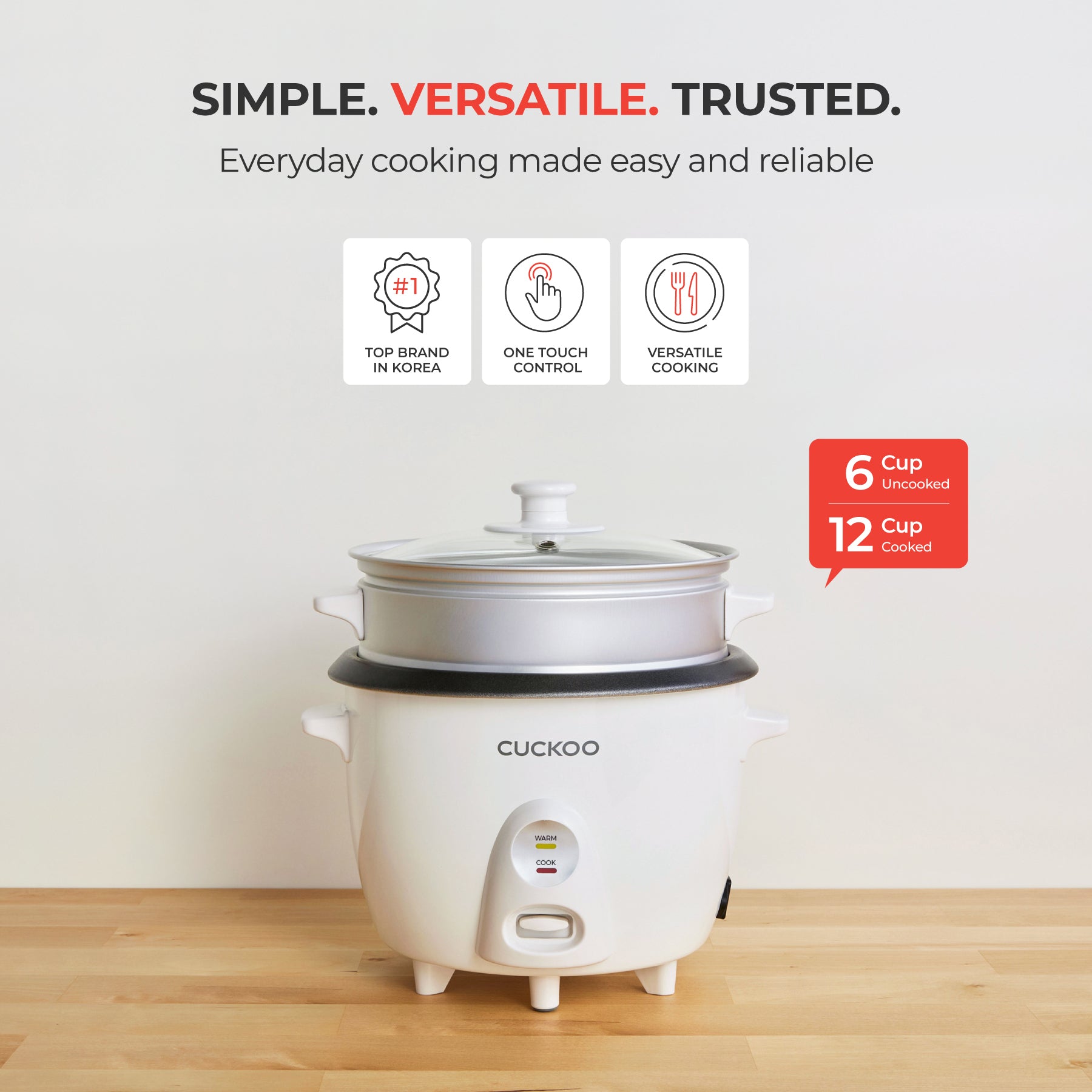[Special Launch ☆ Free Shipping] 6-Cup One Touch  Rice Cooker & Steamer (CR-0601C)