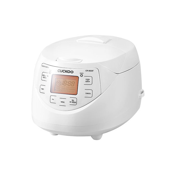 CUCKOO CR-0632F, 6-Cup (Uncooked) Micom Rice Cooker, 9 Menu Options:  White Rice, Brown Rice & More, Nonstick Inner Pot, Made in Korea, White/Grey