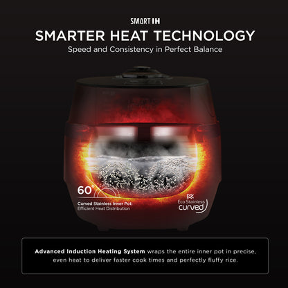 'SMART IH SMARTER HEAT TECHNOLOGY' and text at the bottom describes the advanced induction heating system.
