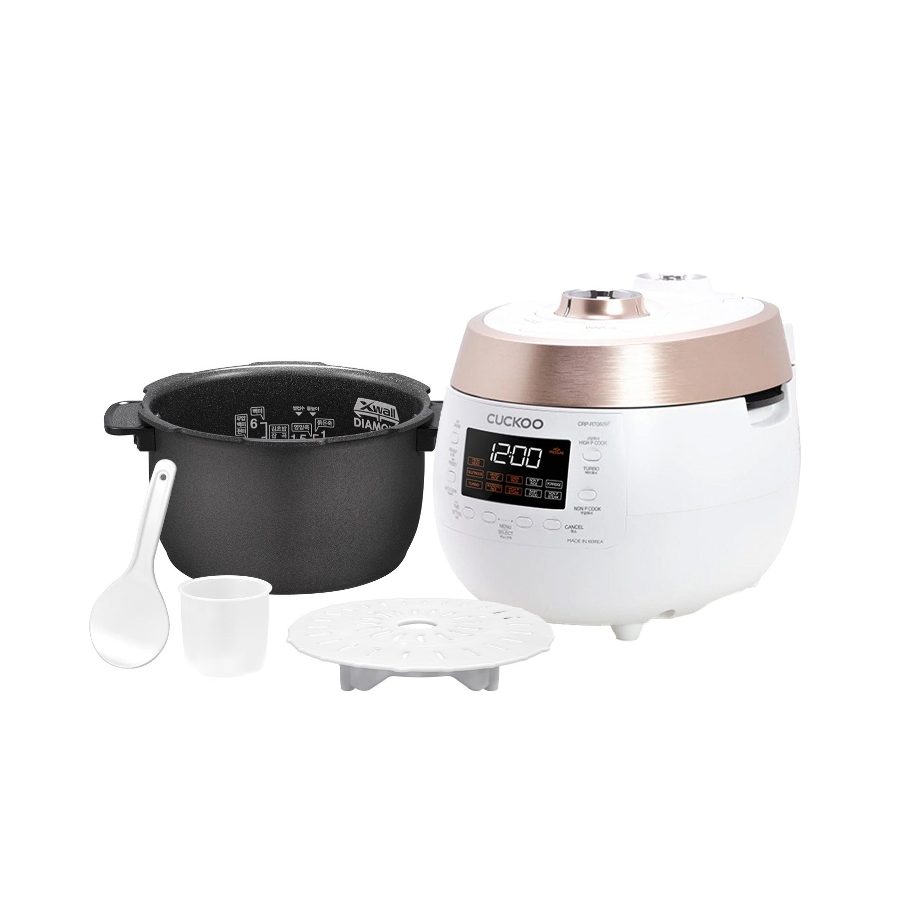 CUCKOO CR-0632F, 6-Cup (Uncooked) Micom Rice Cooker, 9 Menu Options:  White Rice, Brown Rice & More, Nonstick Inner Pot, Made in Korea, White/Grey