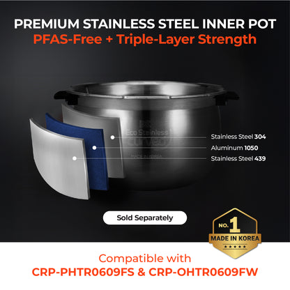 6-Cup IH Twin Pressure Prestige Silence Lumin (CRP-OHTR0609FW) – Compatible with PFAS Free Stainless Steel Inner Pot