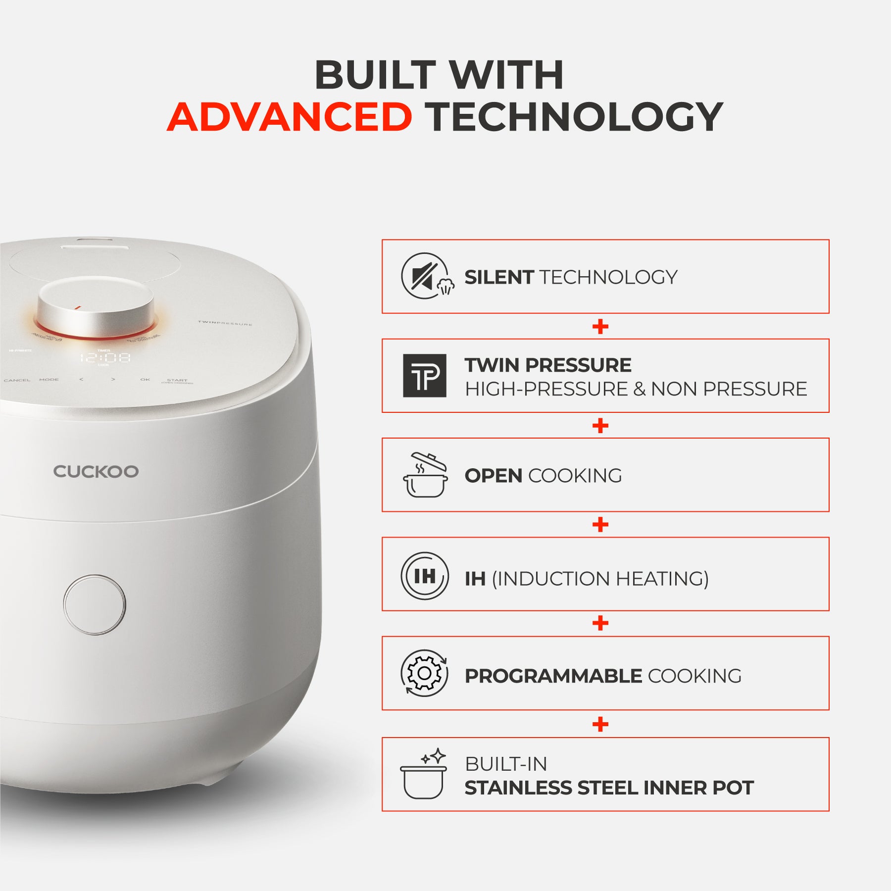 [NEW] 10-Cup IH Twin Pressure Prestige Silence Lumin (CRP-OHTR1009FWS) – Built-in Stainless Steel Inner Pot
