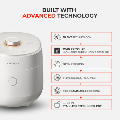 10-Cup IH Twin Pressure Prestige Silence Lumin (CRP-OHTR1009FWS) – Built-in Stainless Steel Inner Pot