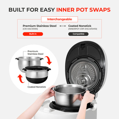 10-Cup IH Twin Pressure Prestige Silence Lumin (CRP-OHTR1009FWS) – Built-in Stainless Steel Inner Pot