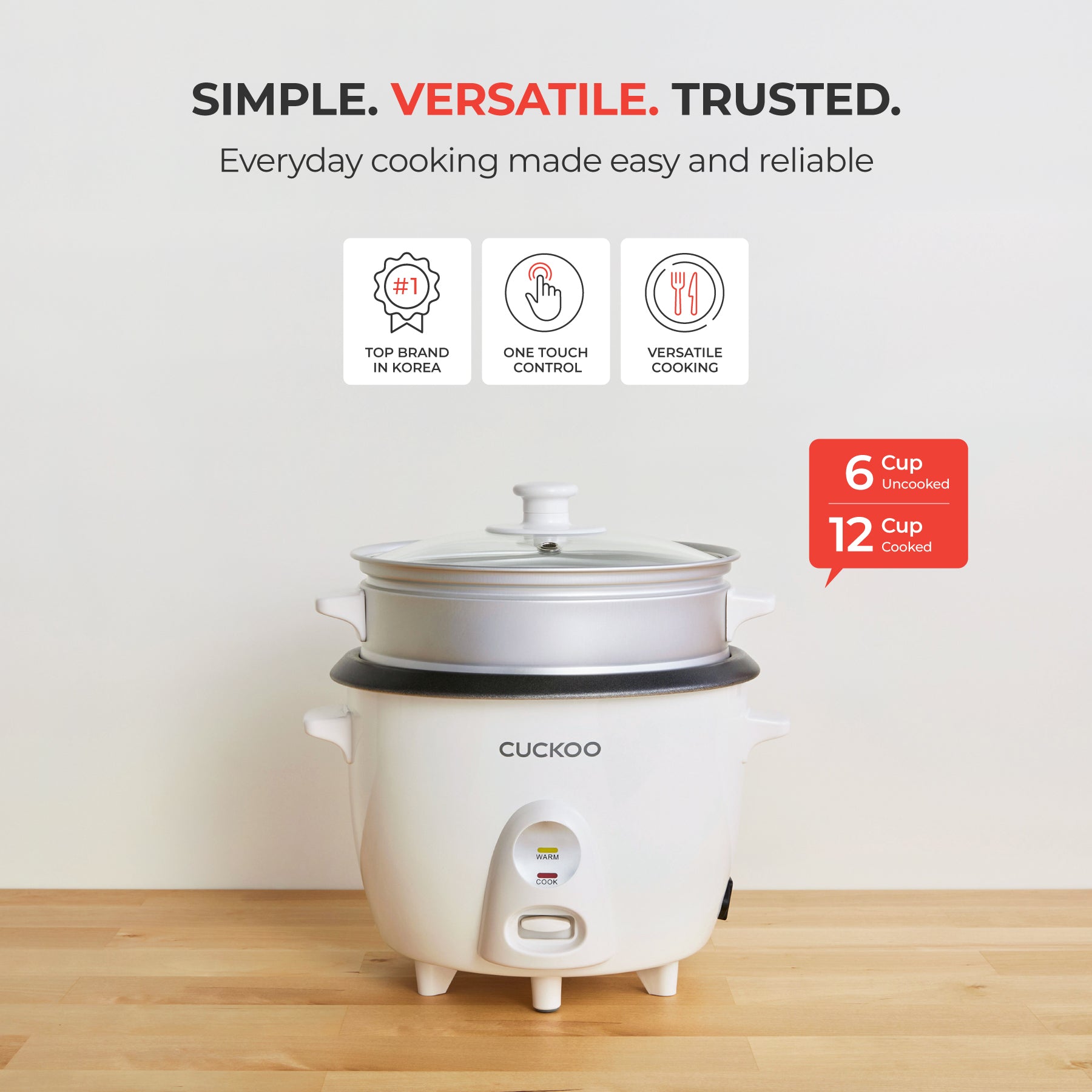 [Special Launch ☆ Free Shipping] 6-Cup One Touch  Rice Cooker & Steamer (CR-0601C)