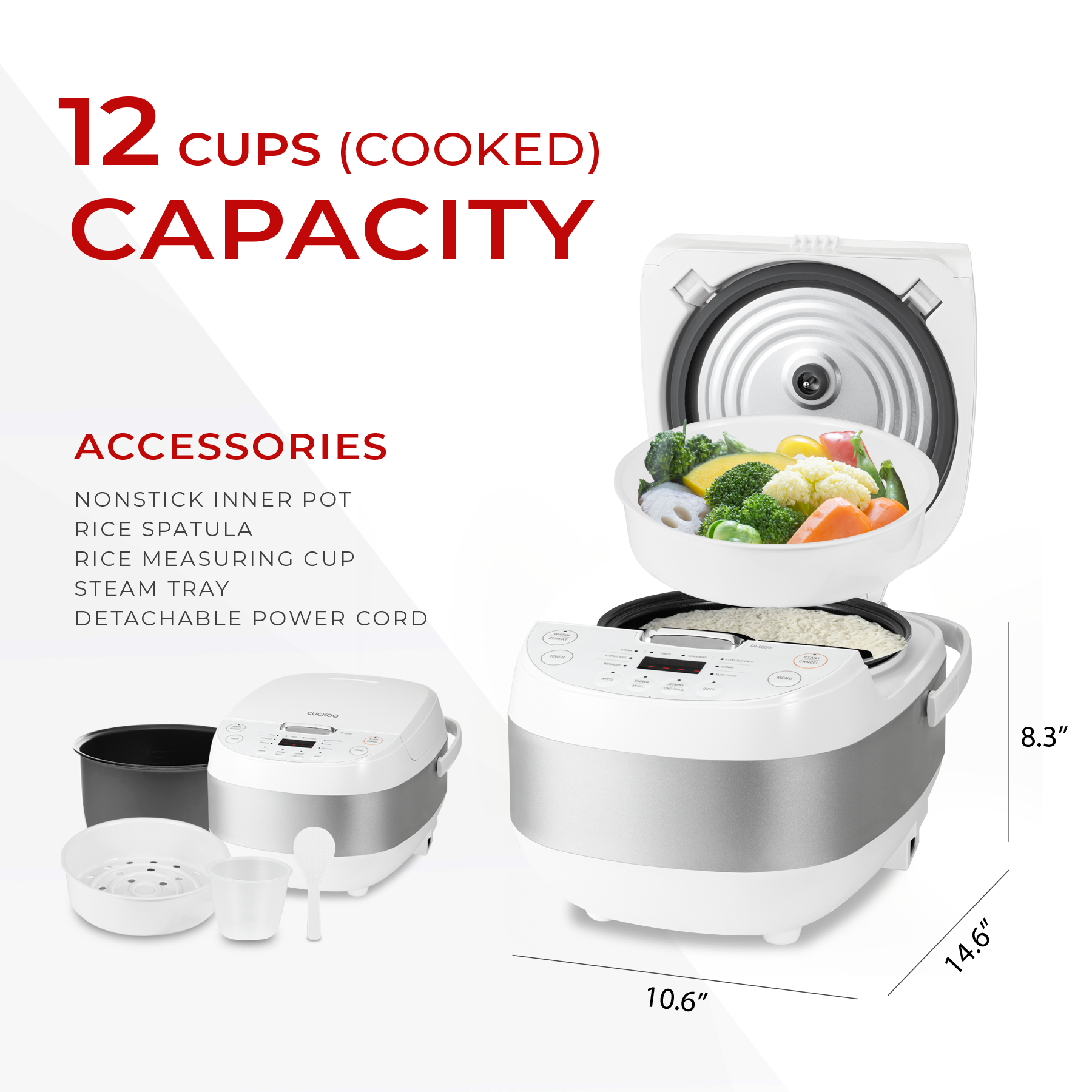 CUCKOO CR-0655F, 6-Cup (Uncooked) Micom Rice Cooker, 12 Menu Options:  White Rice, Brown Rice & More, Nonstick Inner Pot, Designed in Korea