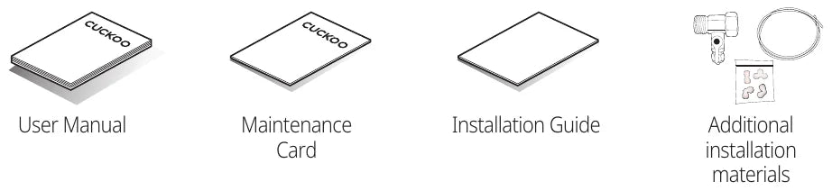 Accessories — User Manual, Maintenance Card, Installation Guide, Additional installation materials